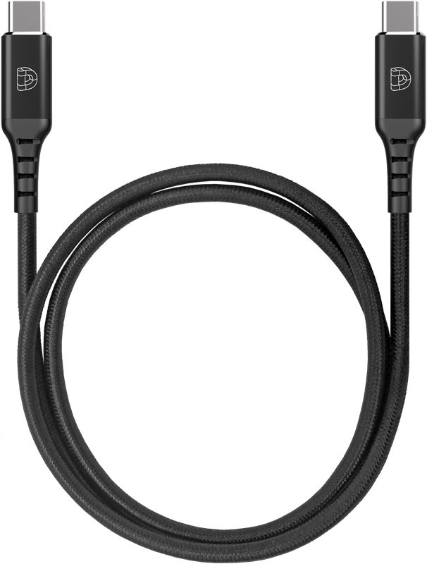 DEQSTER Nylon-Ladekabel USB-C auf USB-C, Schwarz – Nylon außen. Aluminium am Stecker.