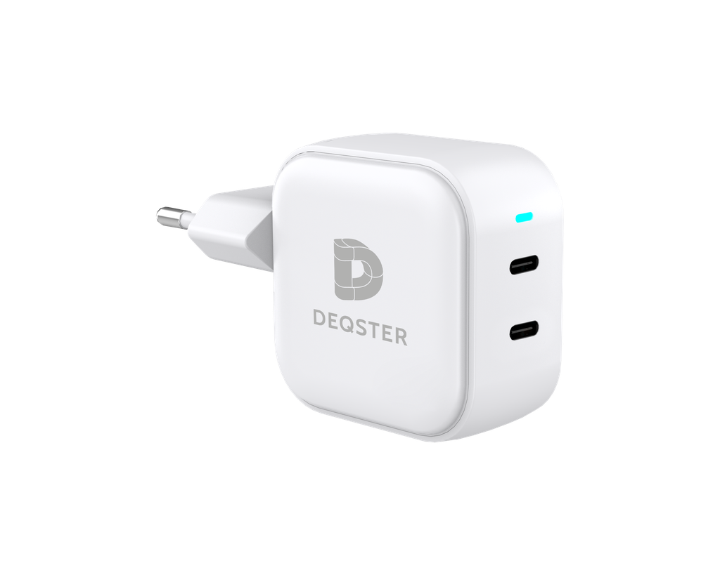 45W Dual USB-C Charger, 2x USB-C, White