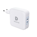 65W Dual USB-C Charger, 2x USB-C, White