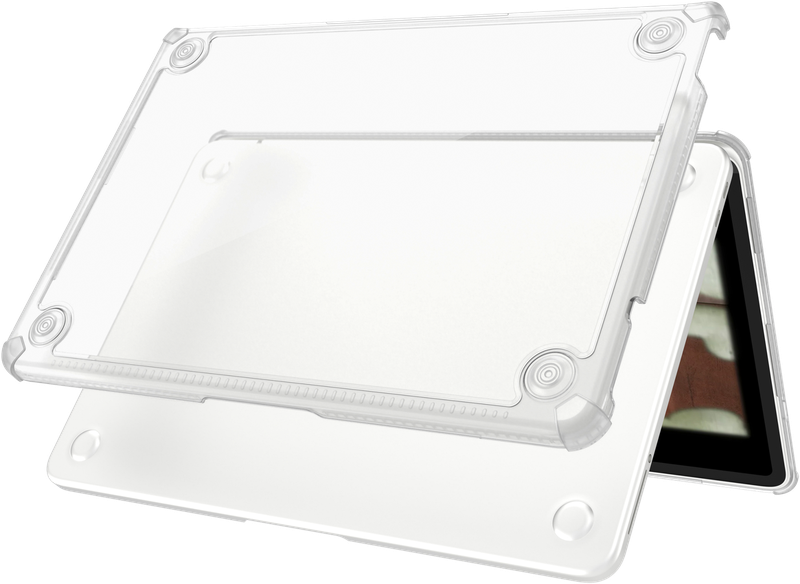 DEQSTER Rugged Case Neo – crystal-clear protective case for MacBook Neo 13" – Crystal clear. Two-part.