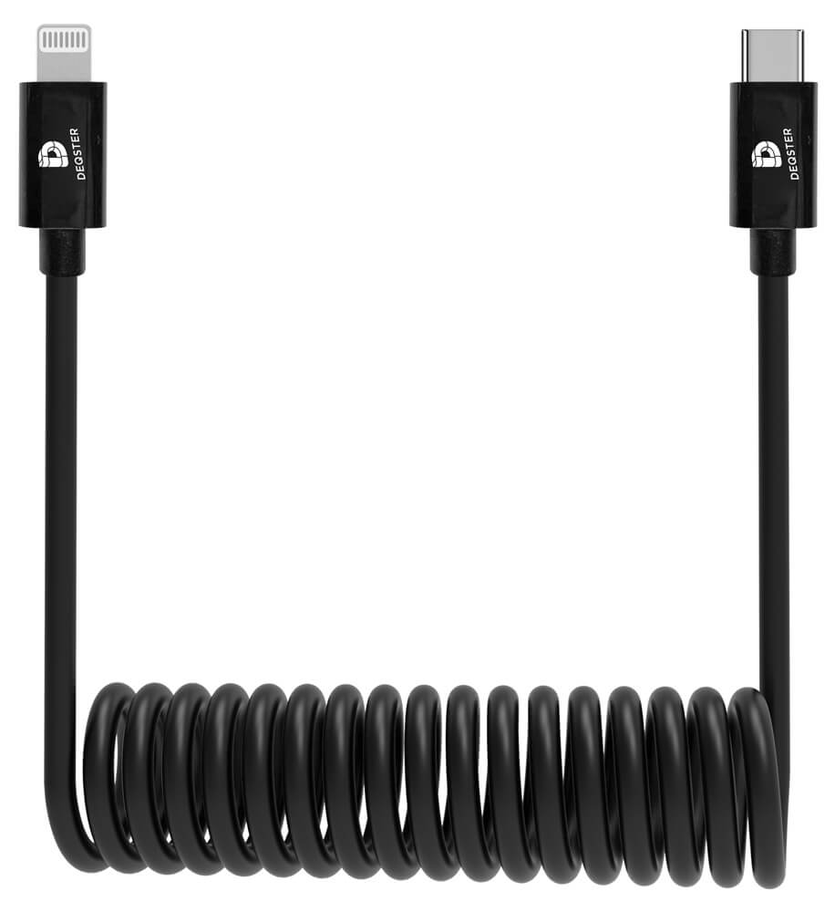 Charging cable, spiral charging cable, USB C to Lightning