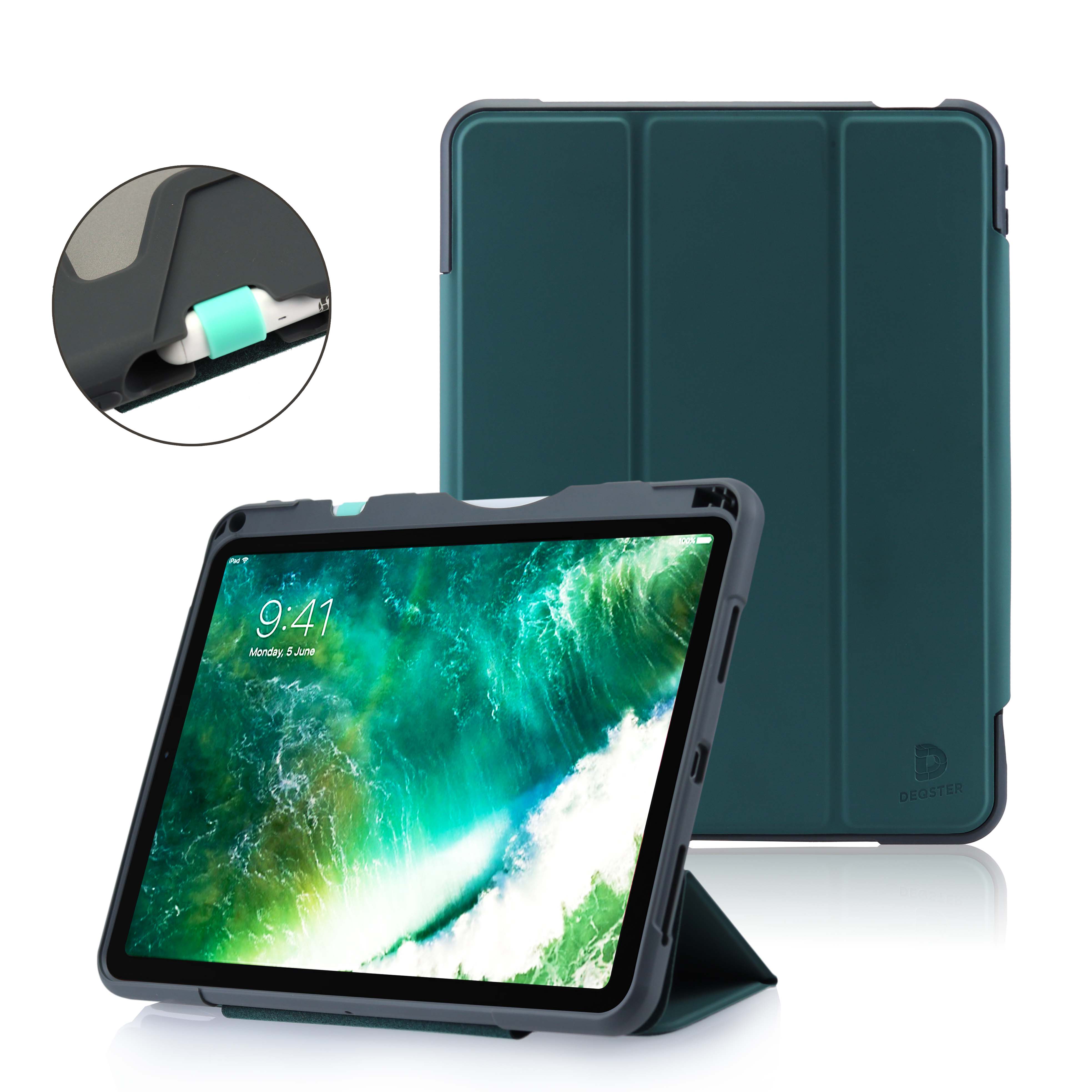 Rugged Case for iPad Air DEQSTER Rugged Case 2021 Air Pro 10.9 Forest Green