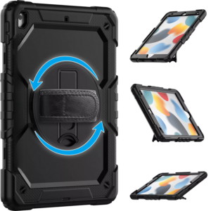 DEQSTER 360 degree iPad protective case with wrist strap