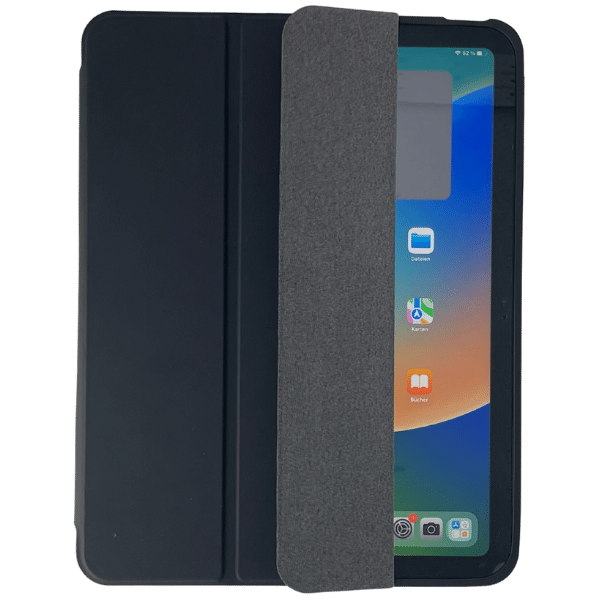 DEQSTER Slim Case, iPad Schutzhülle, schwarz, halb offen