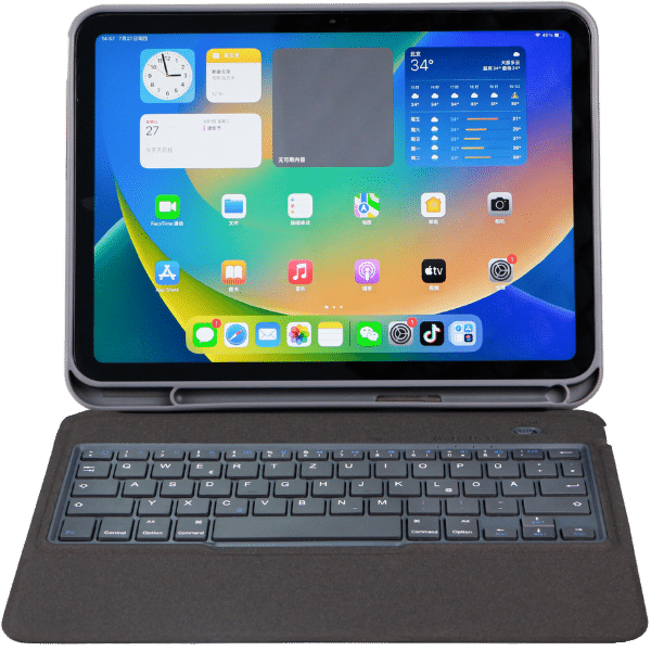 DEQSTER Slim Keyboard Schutzhuelle Case Apple iPad 10 Generation Front